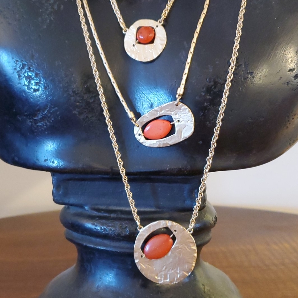Chico's NWOT Gold & Coral Necklace & Earrings